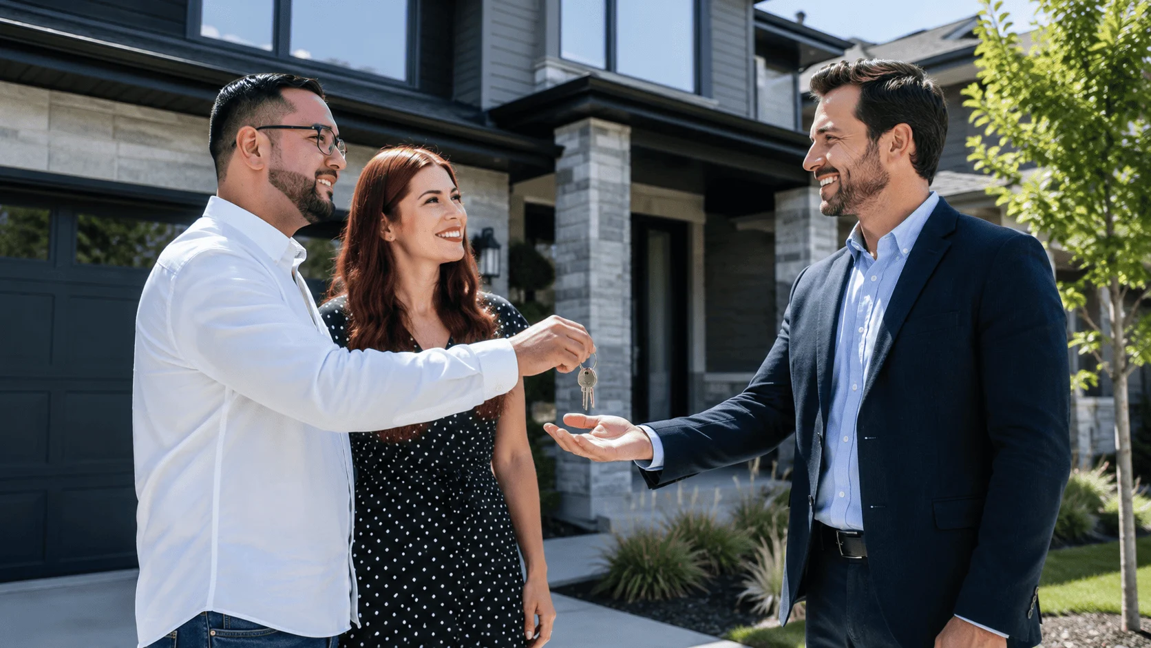 Homeowners completing a quick house sale